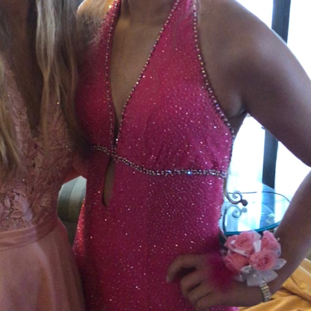 Pink Prom dress with train.